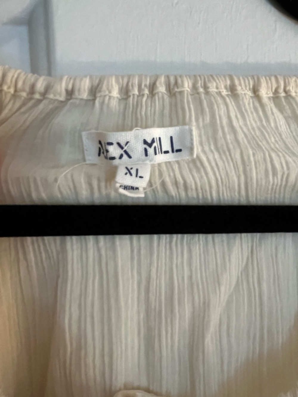 Alex Mill Rose Crinkle Tie Neck Cream Tie-Front Peasant Top - Picture 6 of 7
